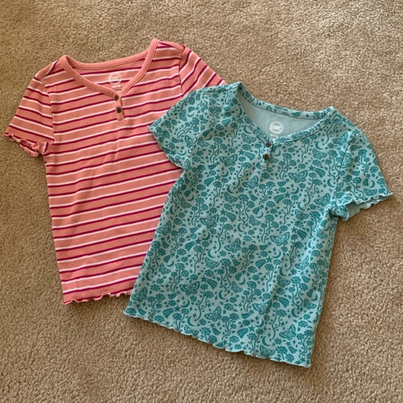 2 Wonder Nation Lettuce Edge 2 Button Tops Size Medium 7/8 - Picture 2 of 8